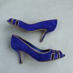 Sergio Rossi Peeptoe Size37 Blue Suede Leather Shoes #GLROS-3 - Image 5