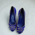 Sergio Rossi Peeptoe Size37 Blue Suede Leather Shoes #GLROS-3 - Image 2