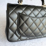 Chanel Mini Flap With Top Handle Black Lambskin with Gold Hardware #OTST-1 - Image 5
