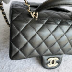 Chanel Mini Flap With Top Handle Black Lambskin with Gold Hardware #OTST-1 - Image 3