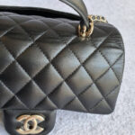 Chanel Mini Flap With Top Handle Black Lambskin with Gold Hardware #OTST-1 - Image 4