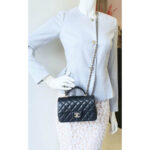 Chanel Mini Flap With Top Handle Black Lambskin with Gold Hardware #OTST-1 - Image 32