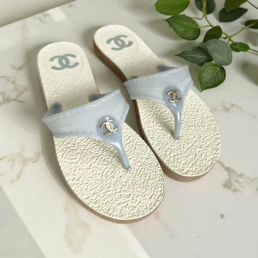 Chanel Sandals GreyWhite Size 37 #OOSS-2