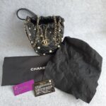 Chanel Small Pearl Bucket Bag Black Lambskin/faux Pearl with Gold Hardware #OTLR-2 - Image 2