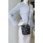 Chanel Small Pearl Bucket Bag Black Lambskin/faux Pearl with Gold Hardware #OTLR-2 - Image 21
