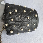 Chanel Small Pearl Bucket Bag Black Lambskin/faux Pearl with Gold Hardware #OTLR-2 - Image 5