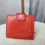 Chanel Wallet Red/Pink Lambskin with Silver Hardware #OTUS-2