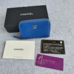 Chanel Zippy Card Holder Blue Calfskin with Silver Hardware #OTUY-3 - Image 4