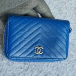 Chanel Zippy Card Holder Blue Calfskin with Silver Hardware #OTUY-3 - Image 2