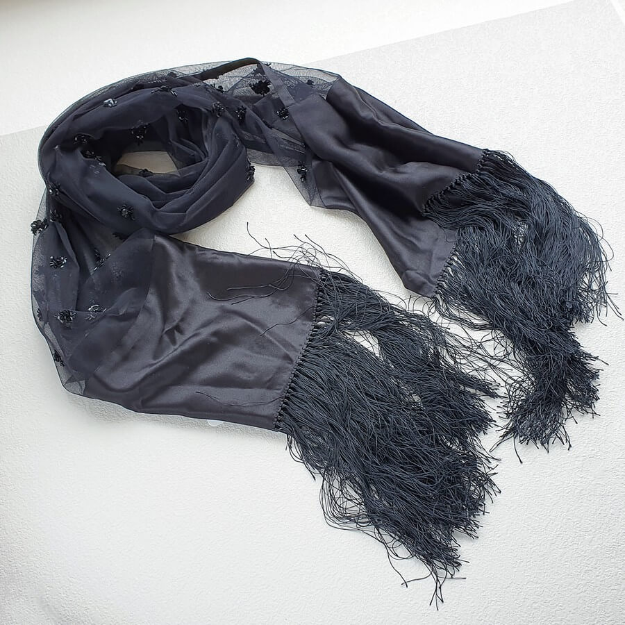 Dior Black Silk/Sequin Large Scarf #GUECL-4