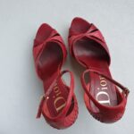 Dior Wedges Peeptoe Size40 Red Leather Shoes #TRSU-13 - Image 5
