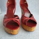 Dior Wedges Peeptoe Size40 Red Leather Shoes #TRSU-13 - Image 2