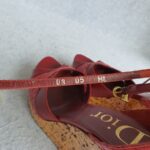 Dior Wedges Peeptoe Size40 Red Leather Shoes #TRSU-13 - Image 11