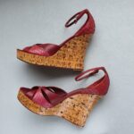 Dior Wedges Peeptoe Size40 Red Leather Shoes #TRSU-13 - Image 4