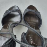 Giuseppe Zanotti Peeptoe Size37.5 Black Satin/Sequine Shoes #OSOY-1 - Image 6