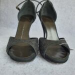 Giuseppe Zanotti Peeptoe Size37.5 Black Satin/Sequine Shoes #OSOY-1 - Image 5