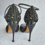 Giuseppe Zanotti Peeptoe Size37.5 Black Satin/Sequine Shoes #OSOY-1 - Image 8