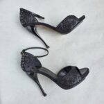 Giuseppe Zanotti Peeptoe Size37.5 Black Satin/Sequine Shoes #OSOY-1 - Image 3