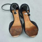 Giuseppe Zanotti Peeptoe Size37.5 Black Satin/Sequine Shoes #OSOY-1 - Image 9