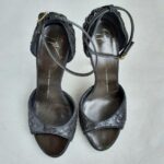 Giuseppe Zanotti Peeptoe Size37.5 Black Satin/Sequine Shoes #OSOY-1 - Image 2