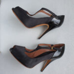 Giuseppe Zanotti Peeptoe Size40.5 Black Satin/Patent Leather Shoes #TRSU-16 - Image 13