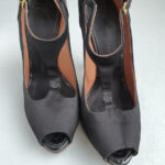 Giuseppe Zanotti Peeptoe Size40.5 Black Satin/Patent Leather Shoes #TRSU-16 - Image 3