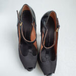 Giuseppe Zanotti Peeptoe Size40.5 Black Satin/Patent Leather Shoes #TRSU-16 - Image 2