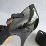 Giuseppe Zanotti Peeptoe Size40.5 Black Satin/Patent Leather Shoes #TRSU-16 - Image 8
