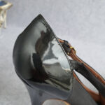 Giuseppe Zanotti Peeptoe Size40.5 Black Satin/Patent Leather Shoes #TRSU-16 - Image 9