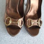Gucci Peeptoe Size 40C Bronze Leather Shoes #TRSU-15 - Image 4