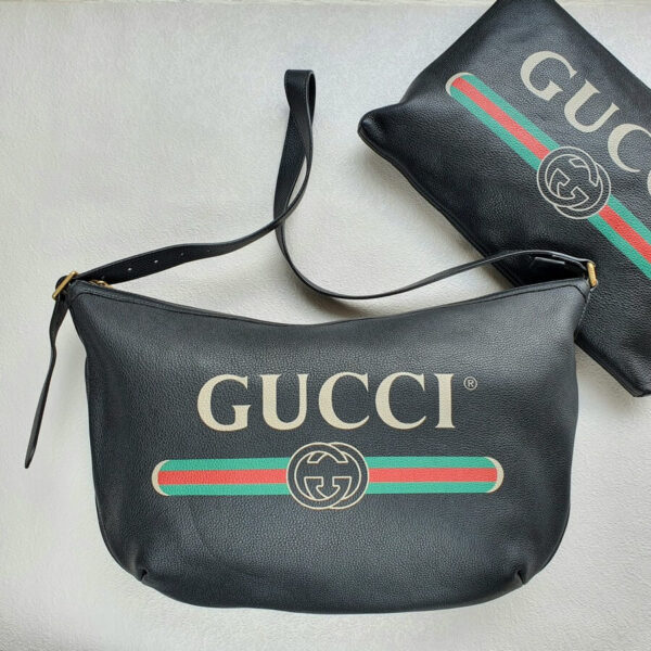 Gucci Sling/Hobo Bag Black Leather with Gold Hardware #GUEUO-2