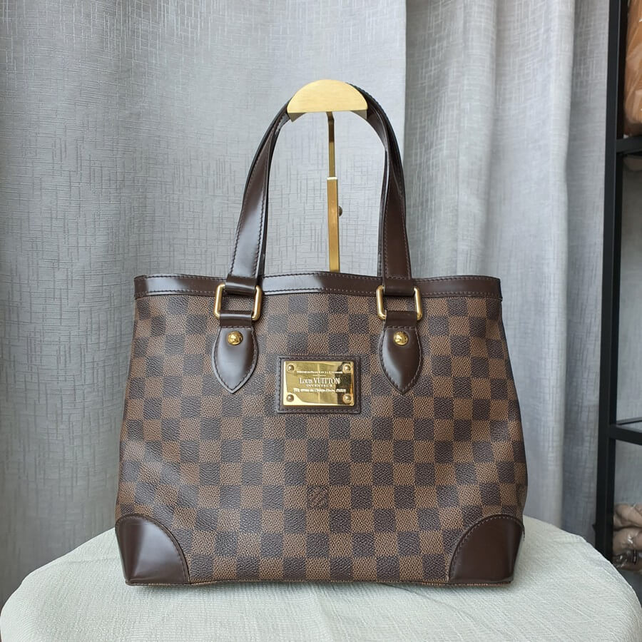 LV Hampstead PM Damier Ebene Coated Canvas with Leather and Gold Hardware #OTUT-1