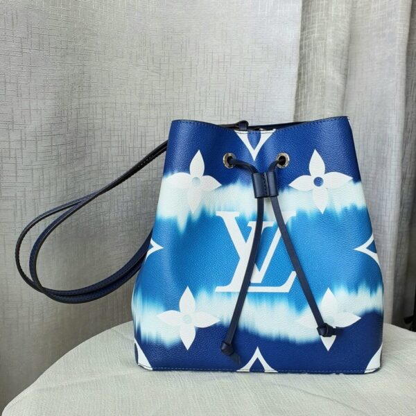 LV NeoNoe MM M45124 Tie-Dye Giant Monogram Escale Coated Canvas with Leather and Silver Hardware #OTKU-1