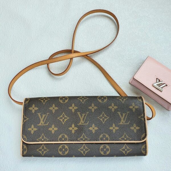 LV Pochette Twin Brown Monogram Canvas with Leather and Gold Hardware #OTSR-2