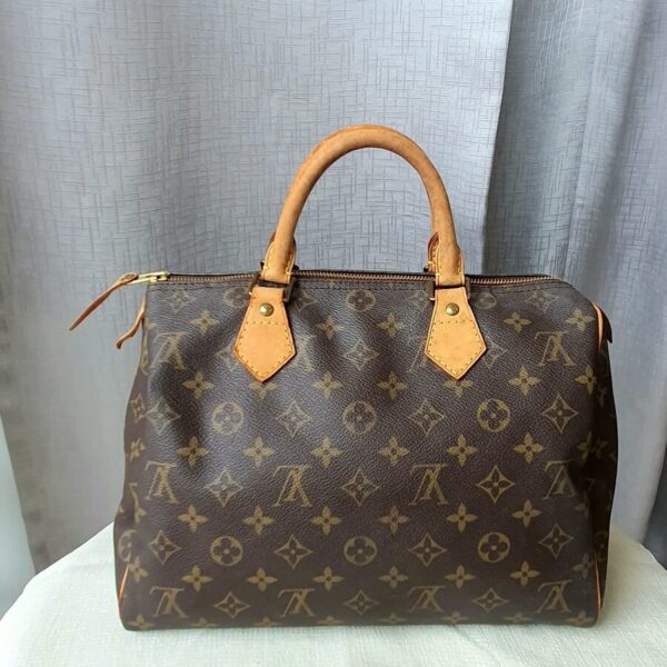 LV Speedy 30cm Monogram Canvas with Leather and Gold Hardware #OTCE-1