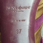 YSL Peeptoe Size37 Purple/Gold Suede Leather Shoes #OSOY-3 - Image 10