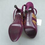 YSL Peeptoe Size37 Purple/Gold Suede Leather Shoes #OSOY-3 - Image 7