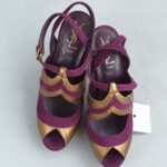YSL Peeptoe Size37 Purple/Gold Suede Leather Shoes #OSOY-3 - Image 2