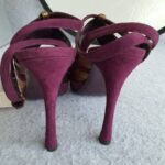YSL Peeptoe Size37 Purple/Gold Suede Leather Shoes #OSOY-3 - Image 6