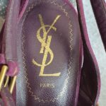 YSL Peeptoe Size37 Purple/Gold Suede Leather Shoes #OSOY-3 - Image 9