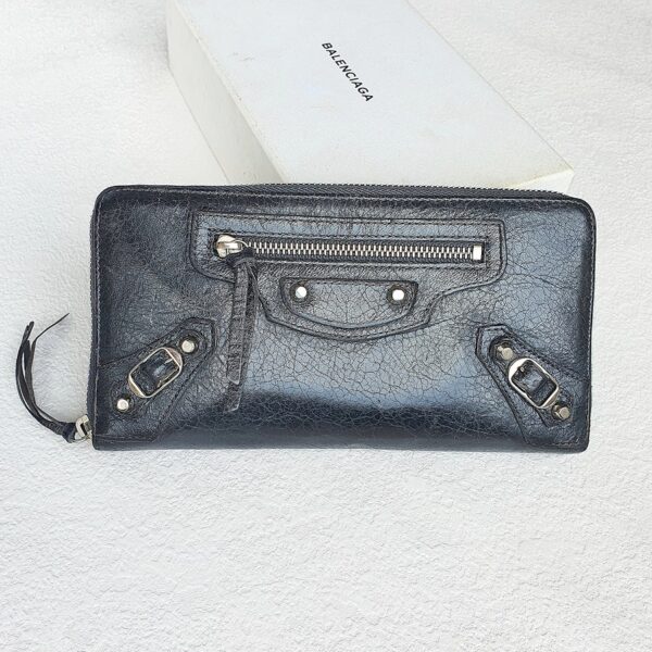 Balenciaga Zippy Wallet Grey Lambskin with Silver Hardware #OTTL-1