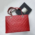 Chanel GST Red with Grained Calfskin and Silver Hardware #OTRK-1