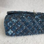 Chanel Medium Single Flap Bag Blue Lambskin/Sequins with Silver Hardware #OTOT-2 - Image 9