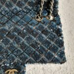 Chanel Medium Single Flap Bag Blue Lambskin/Sequins with Silver Hardware #OTOT-2 - Image 4