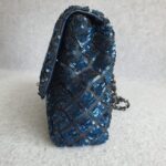 Chanel Medium Single Flap Bag Blue Lambskin/Sequins with Silver Hardware #OTOT-2 - Image 8