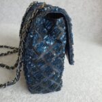 Chanel Medium Single Flap Bag Blue Lambskin/Sequins with Silver Hardware #OTOT-2 - Image 7