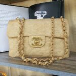 Chanel Vintage Maxi Jumbo Single Flap Beige Canvas with Gold Hardware #OTYO-2
