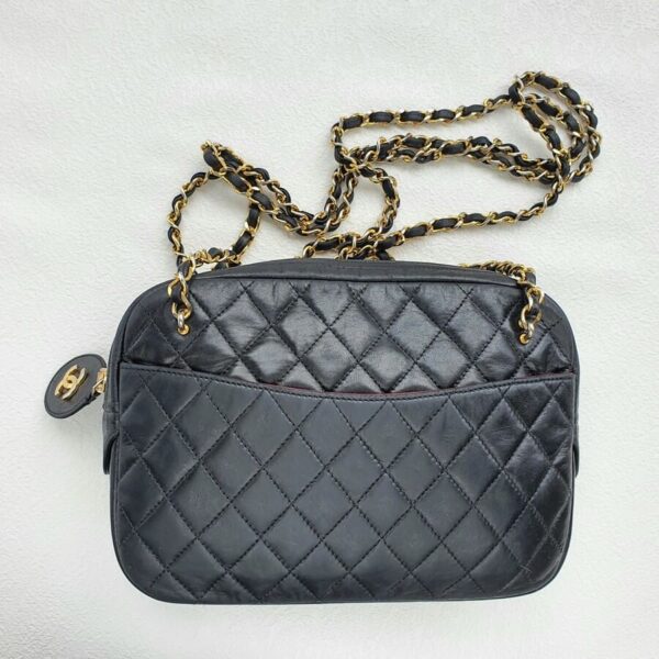 Chanel Vintage Shoulder Bag Black Lambskin with Gold Hardware #OTOS-1