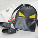 Fendi Monster Backpack Black Canvas/ Leather and Silver Hardware #GUEKE-1