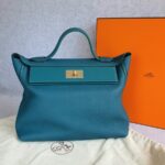 Hermes 24/24 Vert Bosphore Togo Leather with Palladium and Gold plated Hardware #OTOL-2